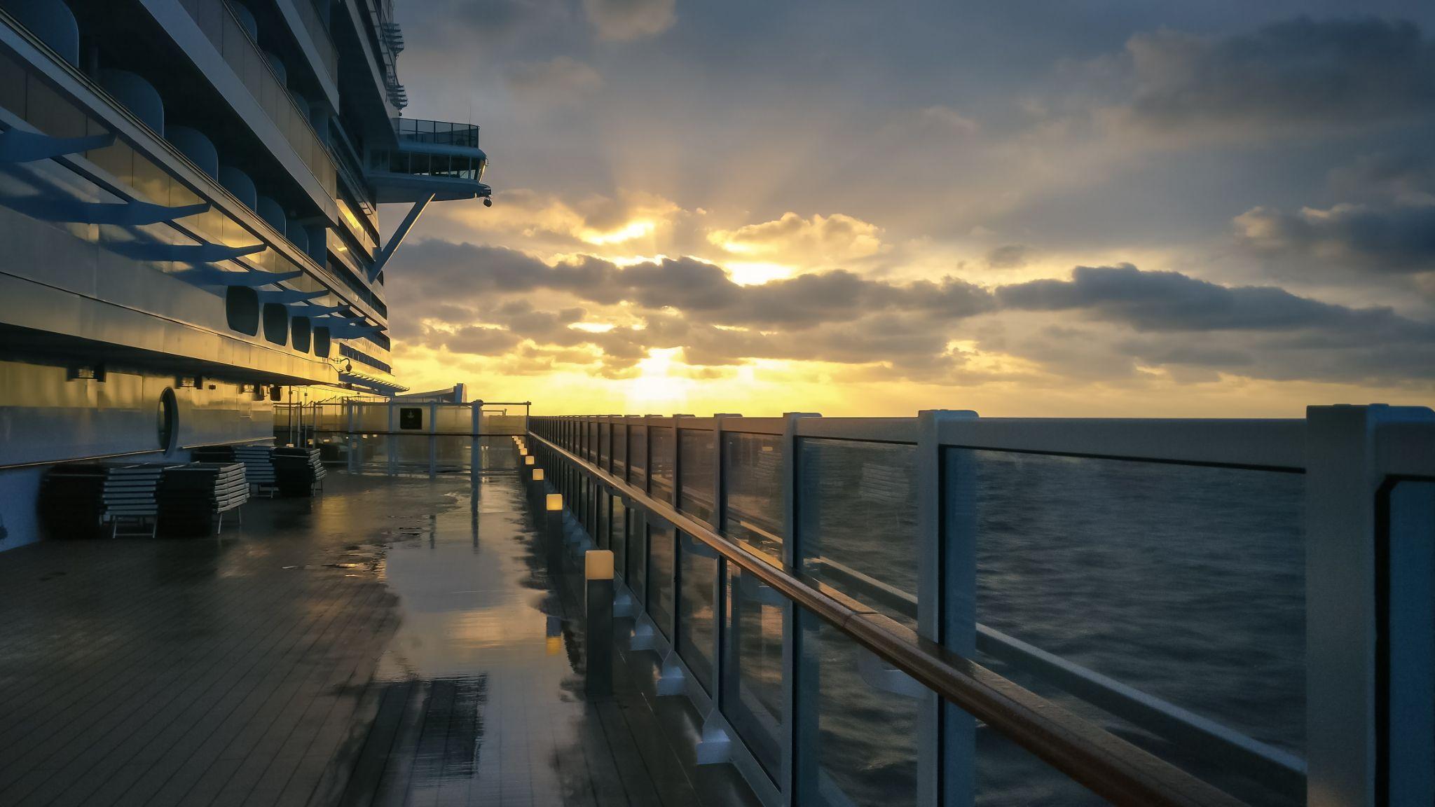 Sunrise from the deck of a cruise ship