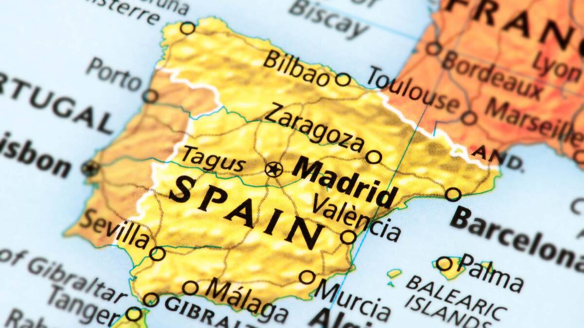 Zoomed in map of Spain.
