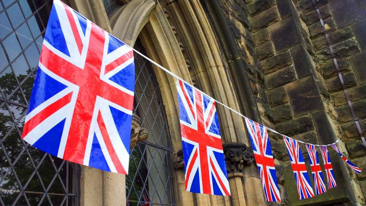 View of UK flag banner