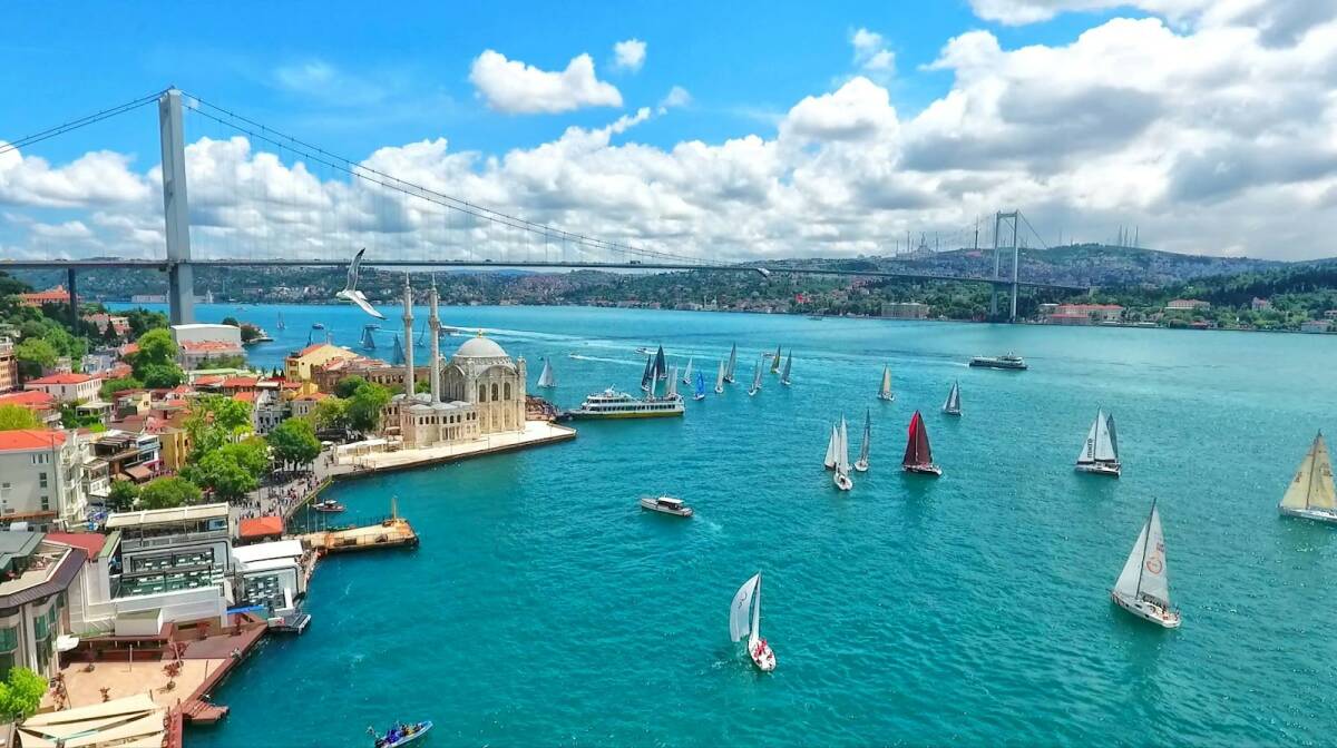 A gorgeous view of the Bosphorus Bridge while traveling in Istanbul, Turkey.