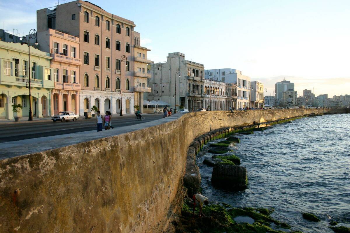 A tranquil scene along Havana's iconic seaside Malecón