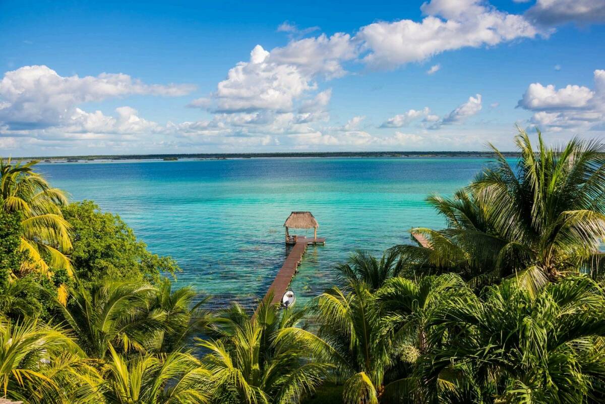 Tropical view of Bacalar's Lagoon of Seven Colors