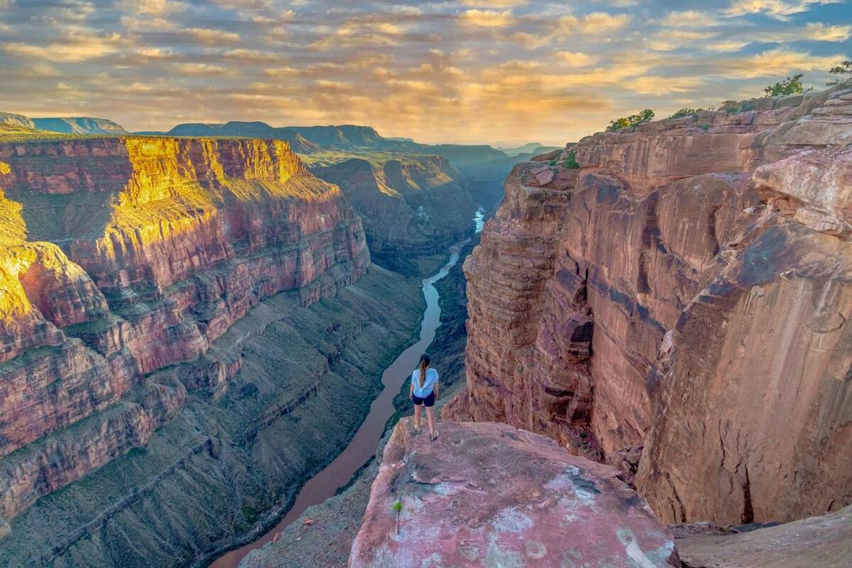 Hiker at Grand Canyon overlook