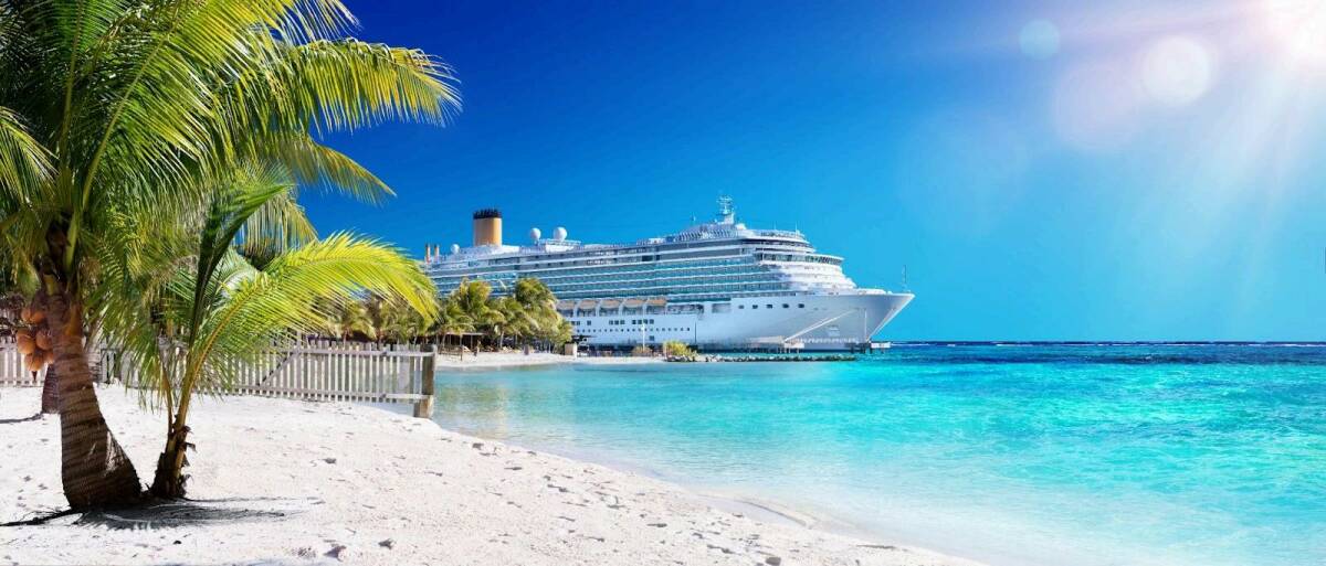 Cruise ship in tropical location